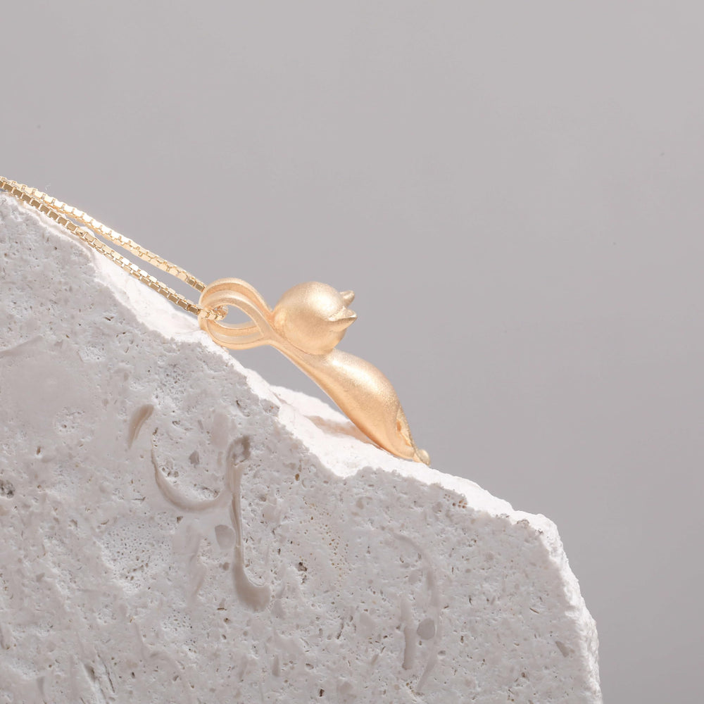 S.Leaf Sterling Silver Cat Necklace