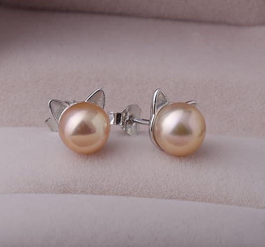 Cat Ear Pearl Stud Earrings