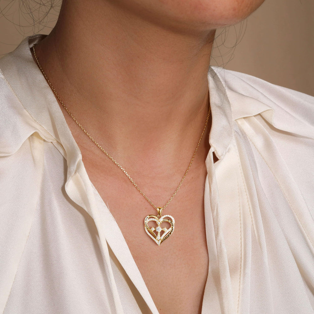 Moissanite Diamond Cross Heart Necklaces