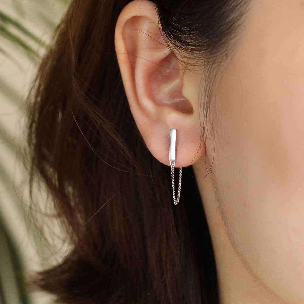 bar earrings dangle sterling silver dainty earings