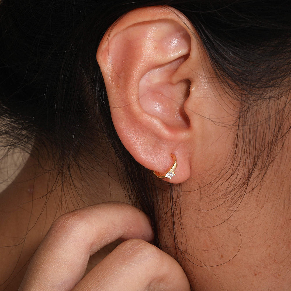 Tiny CZ small hoops earrings for everyday wear