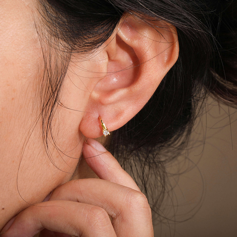 Delicate minimalist mini CZ hoop earrings