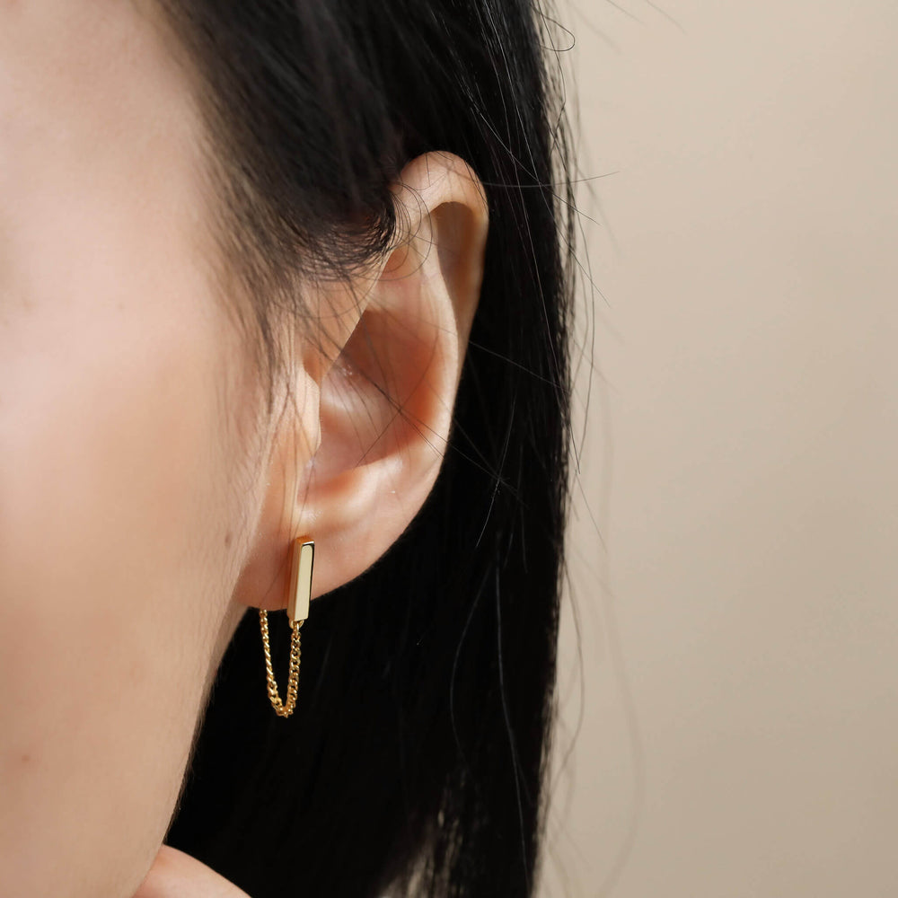 Bar with Chain Dangle Earrings