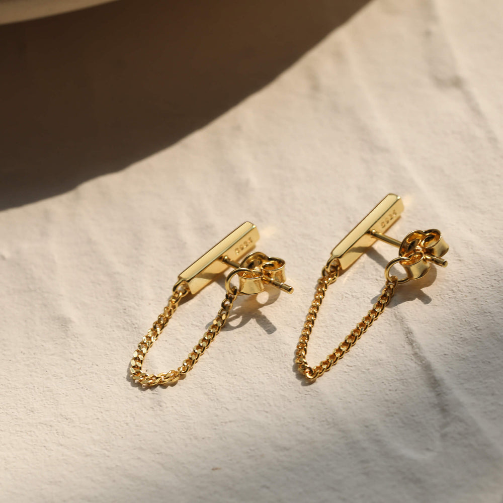 Bar with Chain Dangle Earrings
