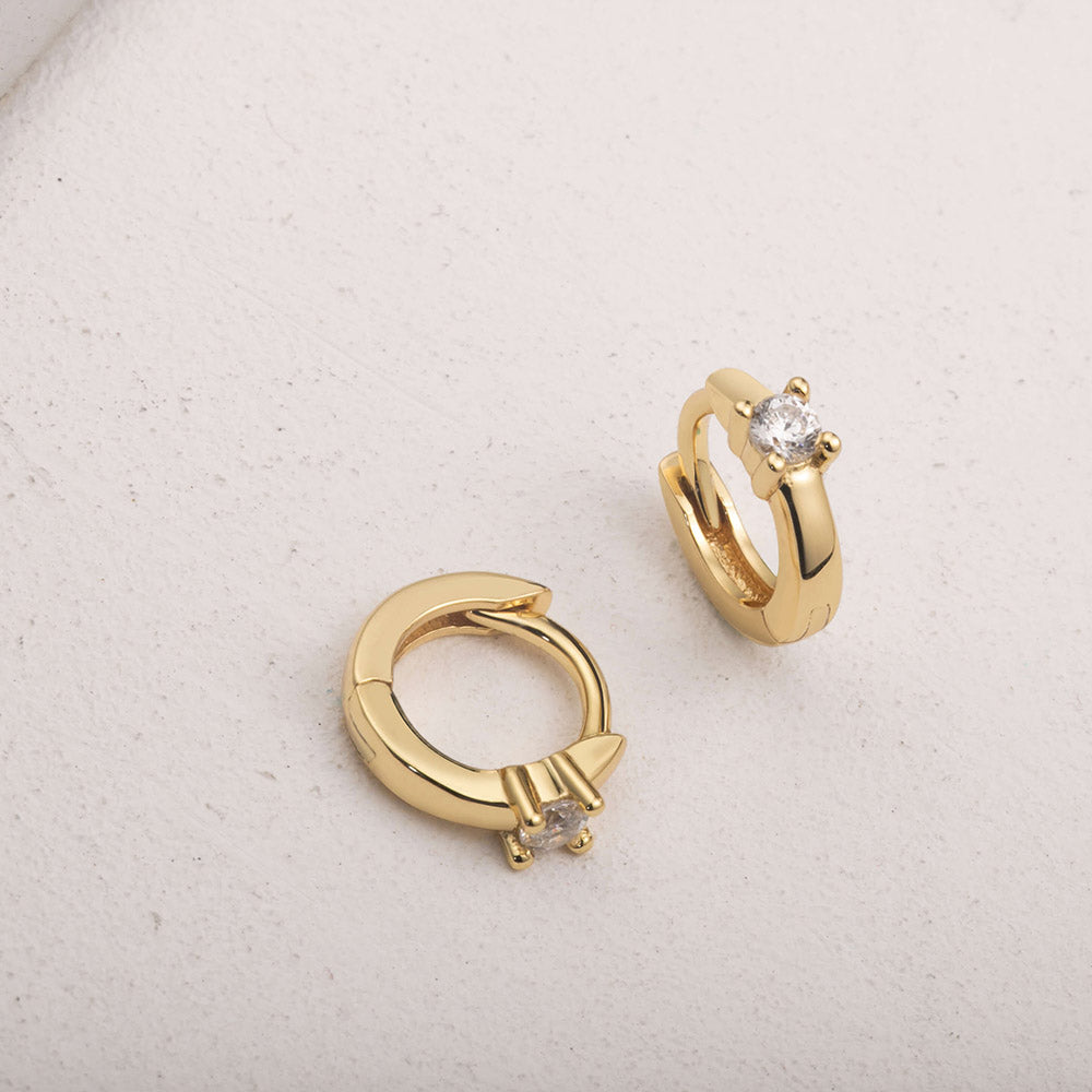 Cubic zirconia gold mini huggie hoops gift ideas