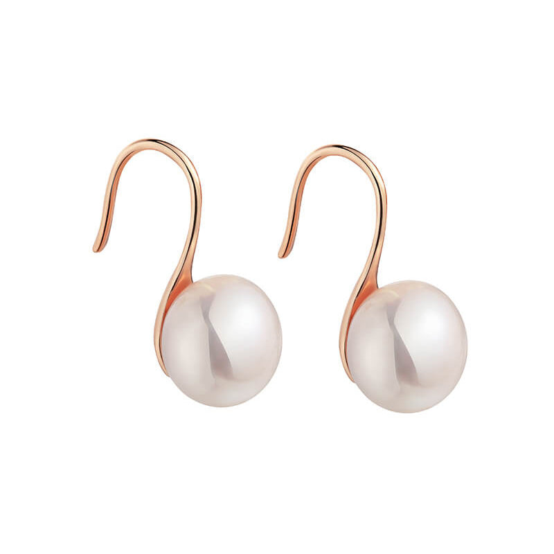 High Heel Natural Pearl Drop Earrings rose gold