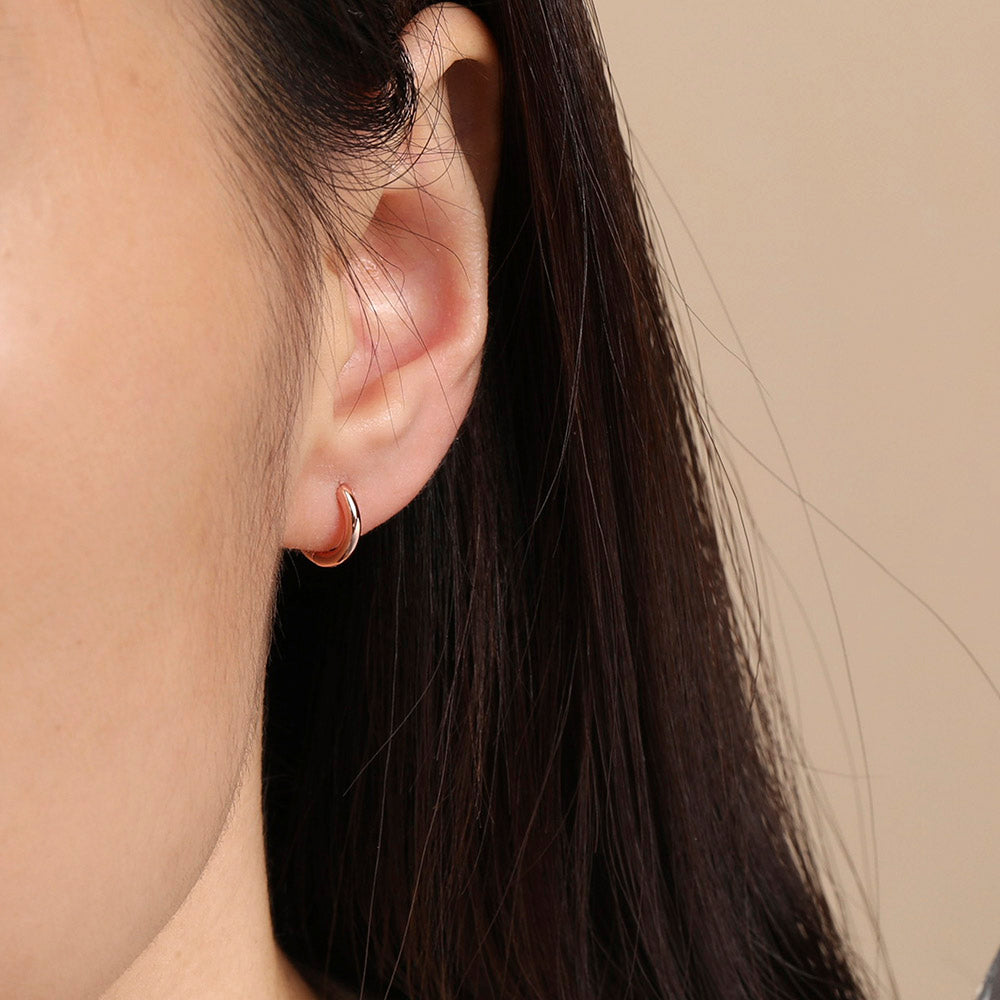 High polish small hoop earrings rose gold hoops gift